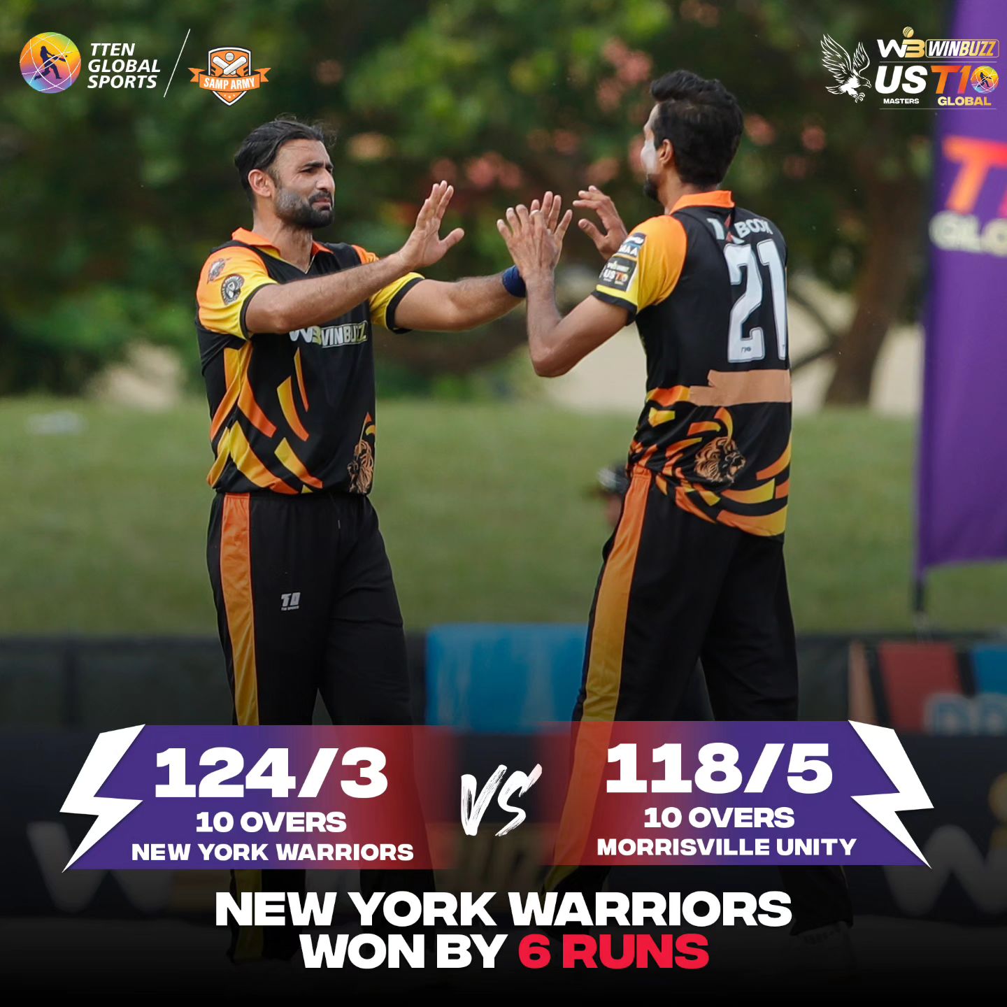 New York Warriors emerged victorious against Morrisville Unity in the opening match of the US Masters T10 League