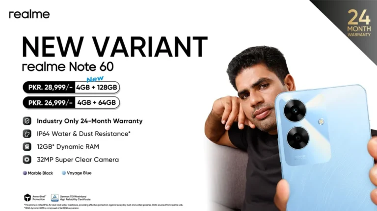 realme Note 60 New Variant Now Available in Pakistan at PKR 28,999/- Only