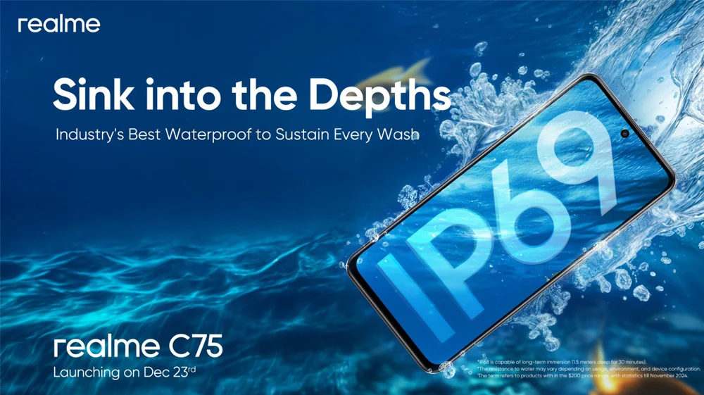 The Era of Washing your Phone Comes with the realme C75, Industry's Best Waterproof Smartphone with the IP69 Rating